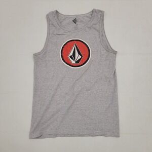 Volcom Tank Top Shirt Men's Small Gray Stone Logo Graphic Sleeveless Y2K VTG